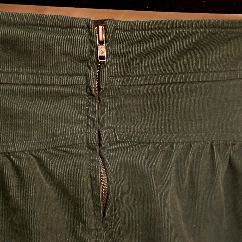 Classic Preppy Bluish Green Corduroy Garnet Hill A Line Mini Skirt w Pockets 18 - Picture 4 of 6